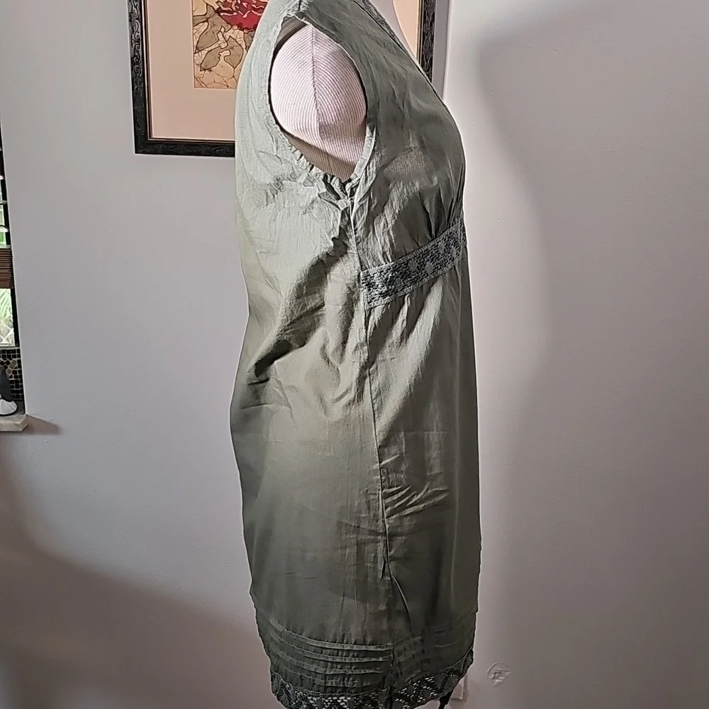 ORLEAN, Shift Pop Over‎ Dress Made In ITALY. moss Green Size XS